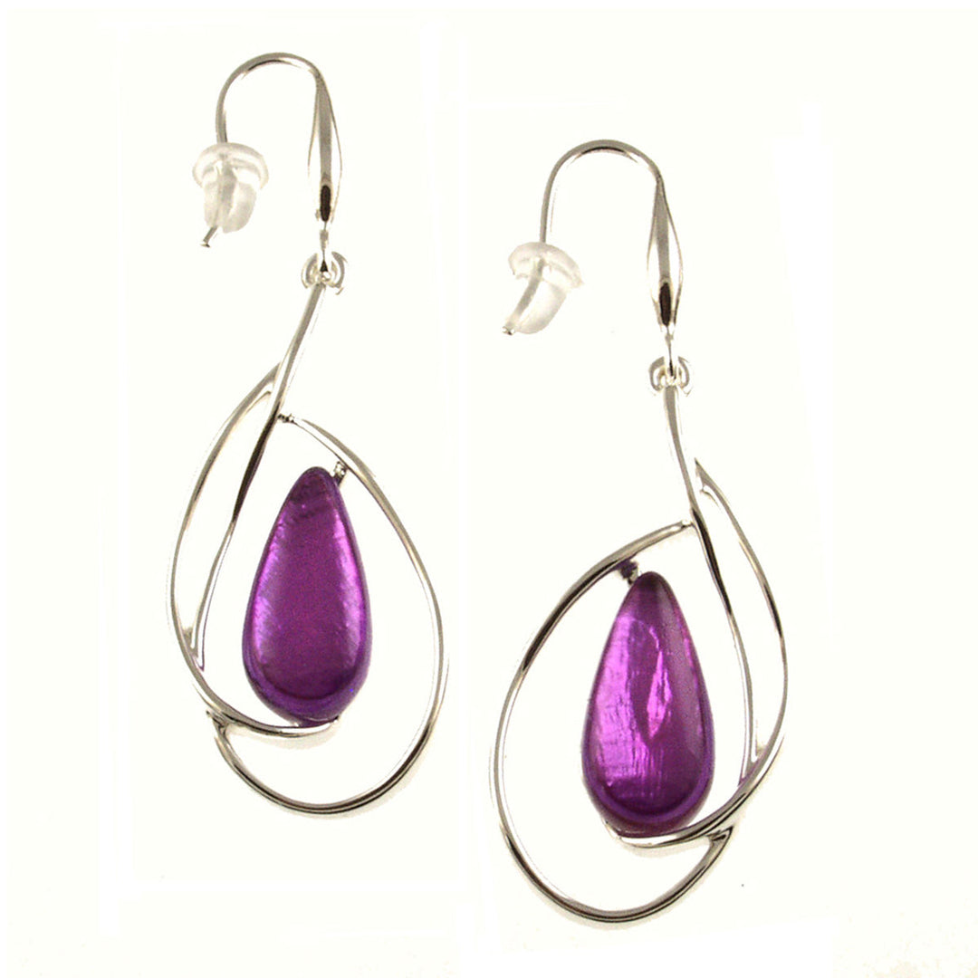 Silver Loop Stone Earrings