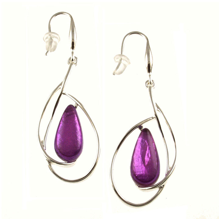 Silver Loop Stone Earrings