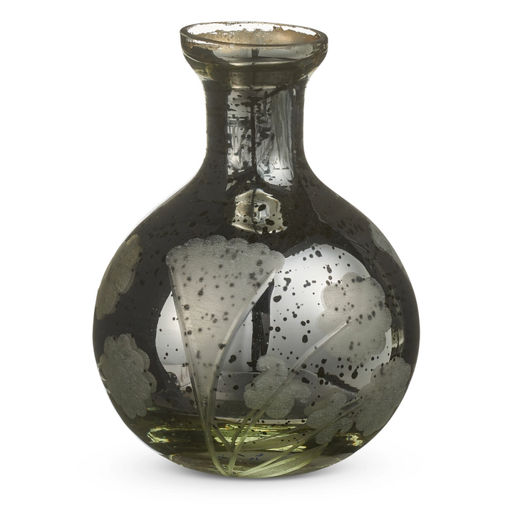 Floral Patterned Mercury Glass Vase