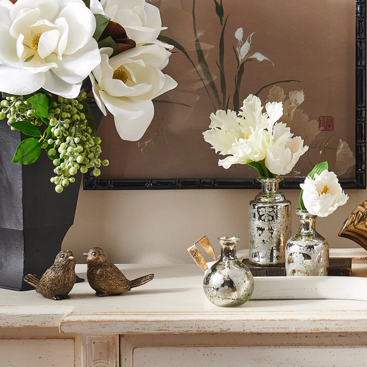 Floral Patterned Mercury Glass Vase