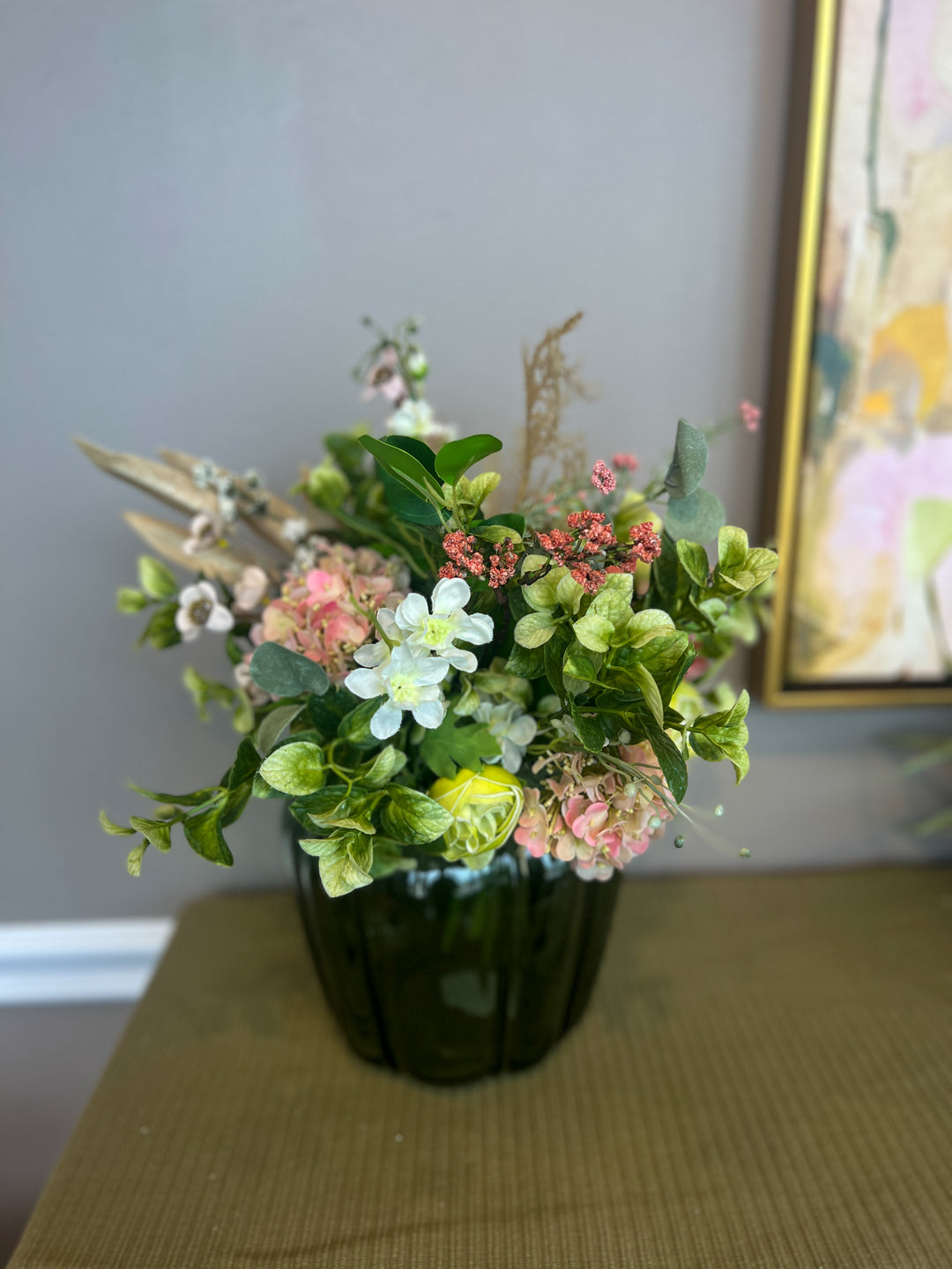 Light Pink and Chartreuse Instant Arrangement