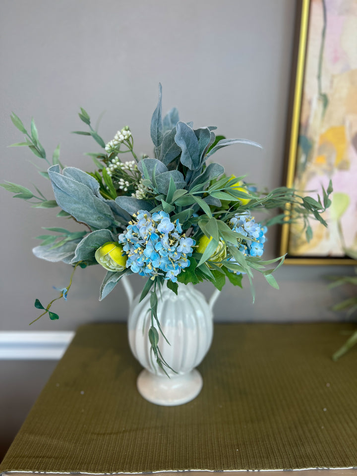 Blue Hydrangea & Lambs Ear Instant Arrangement