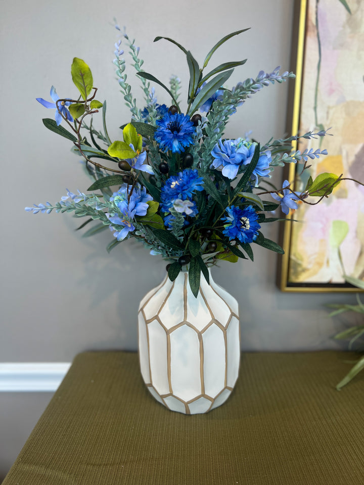 Blue Scabiosa and Olive Leaf Instant Arrangement