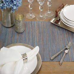 Shimmering Woven Nubby Runner in Blue-Grey