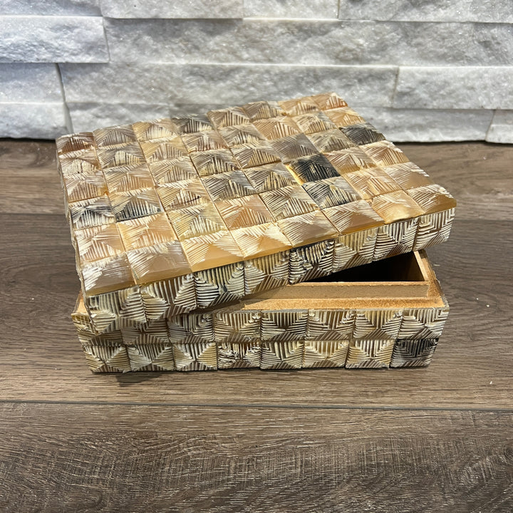 Geometric Pyramid Textured Horn Decorative Box