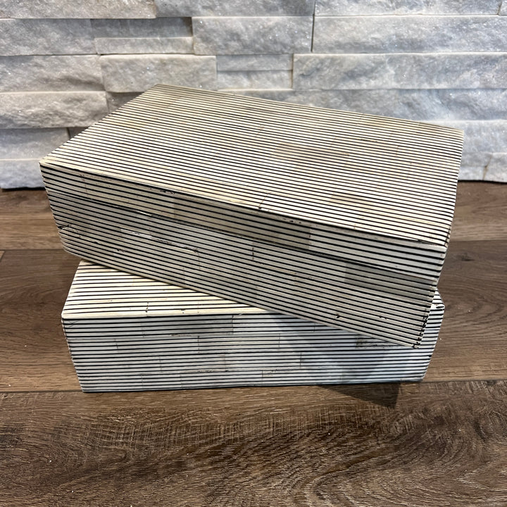 Ivory and Black Pinstripe Bone Decorative Box