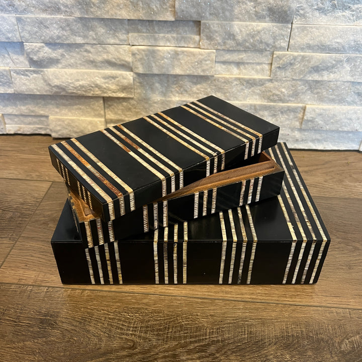 Horn Striped Black Decorative Boxes