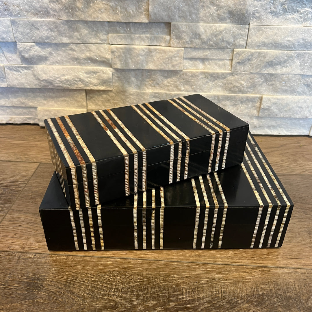 Horn Striped Black Decorative Boxes