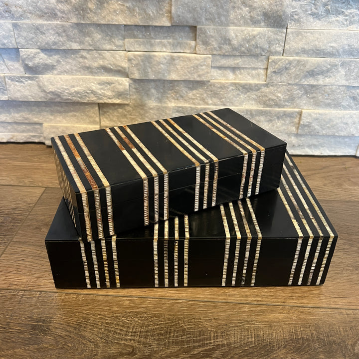 Horn Striped Black Decorative Boxes