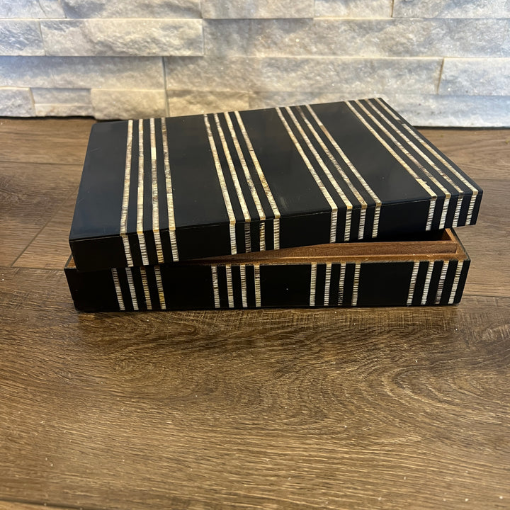 Horn Striped Black Decorative Boxes