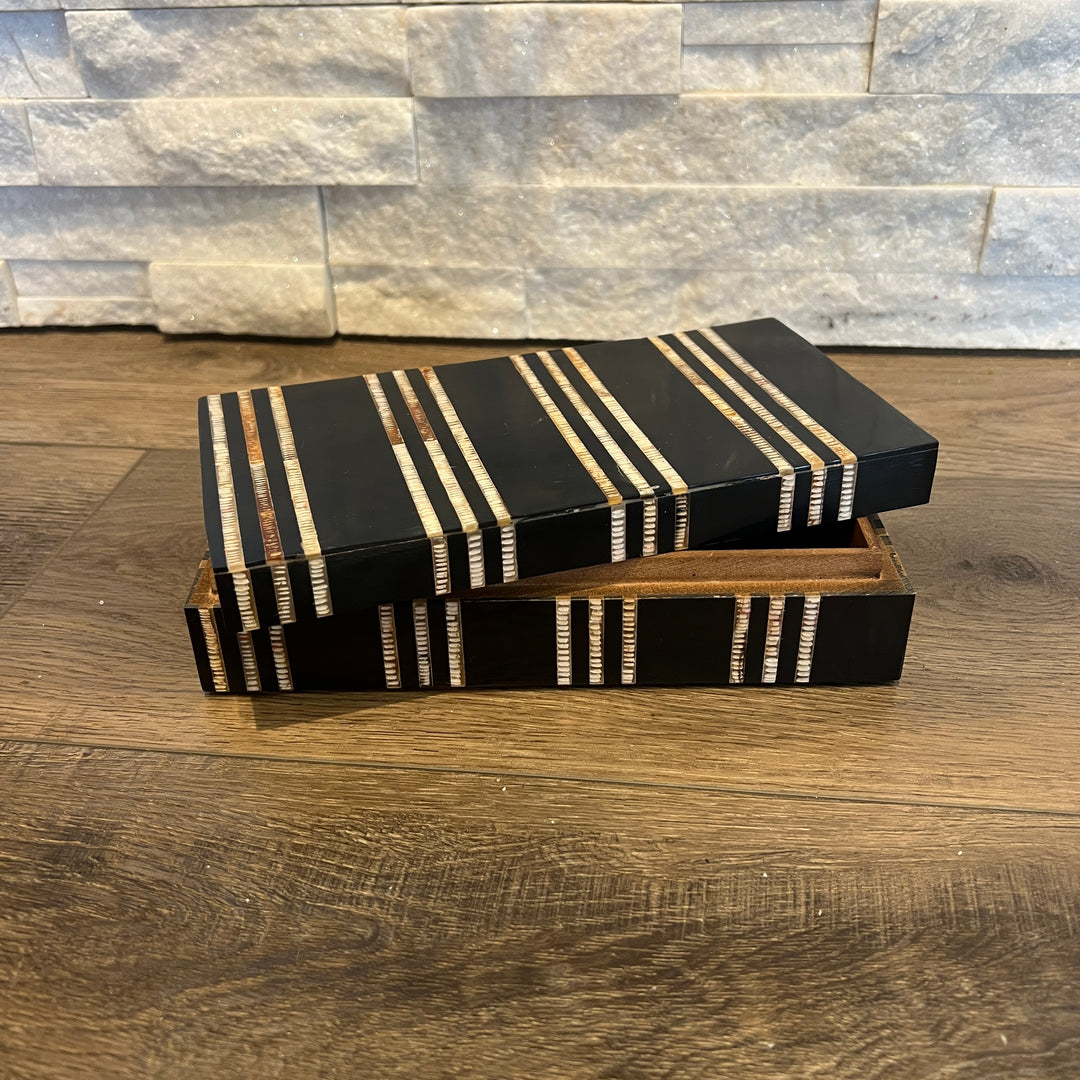 Horn Striped Black Decorative Boxes