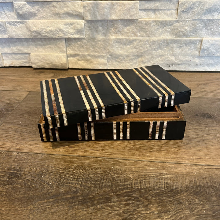 Horn Striped Black Decorative Boxes