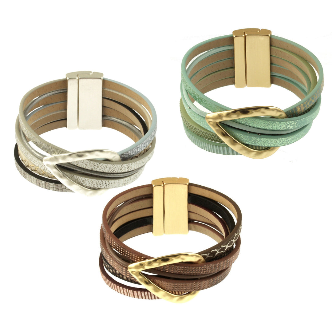 Multi Strand Crossover Bracelet with Metallic Accent