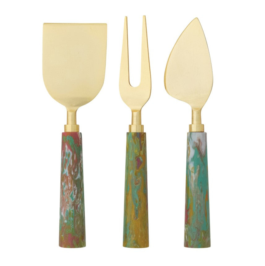 Marbled Resin Cheese Knives Set