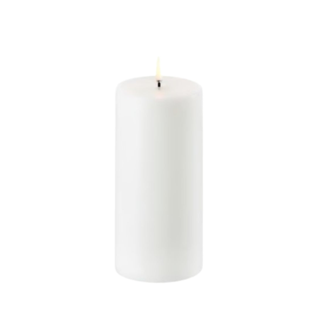 Nordic White Smooth LED Pillar Candles