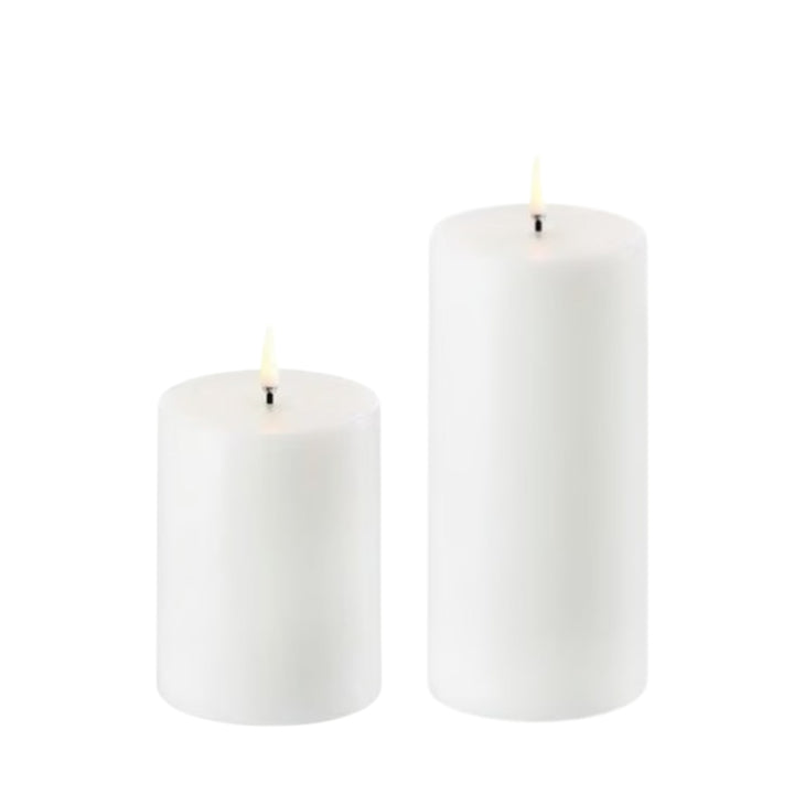 Nordic White Smooth LED Pillar Candles