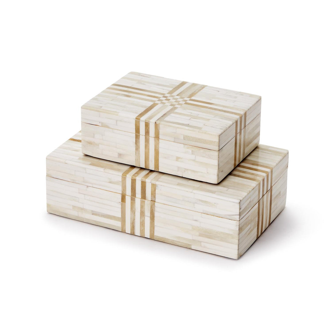 Monaco Cream and Tan Striped Horn Box