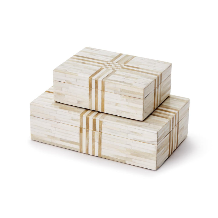 Monaco Cream and Tan Striped Horn Box