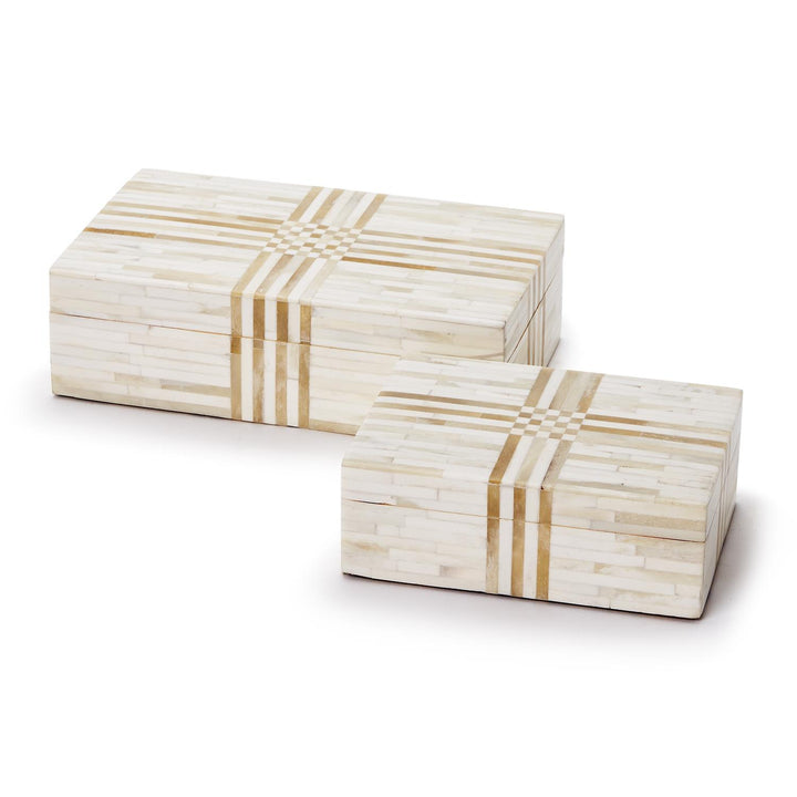 Monaco Cream and Tan Striped Horn Box