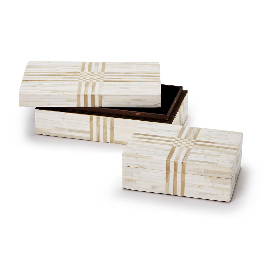 Monaco Cream and Tan Striped Horn Box