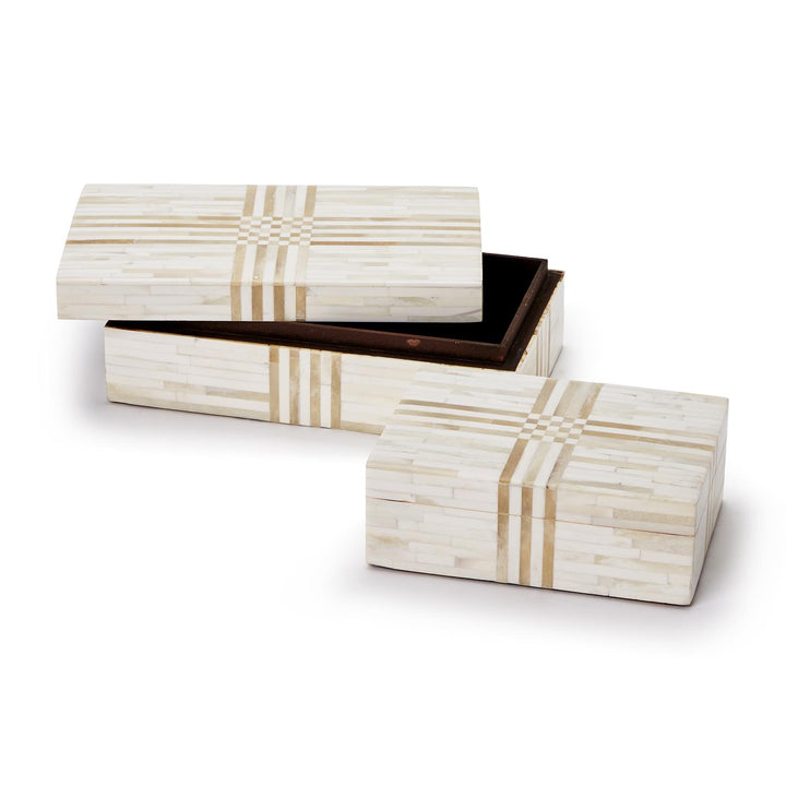 Monaco Cream and Tan Striped Horn Box
