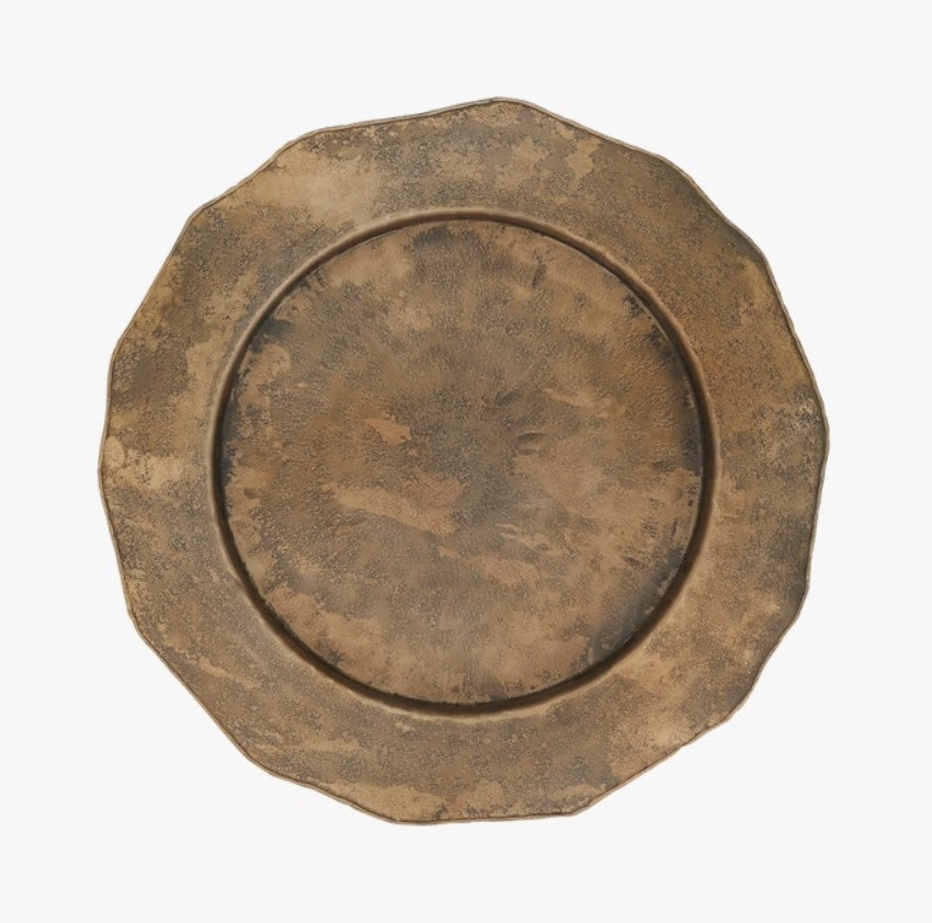 Gold Scallop Edge Hammered Charger