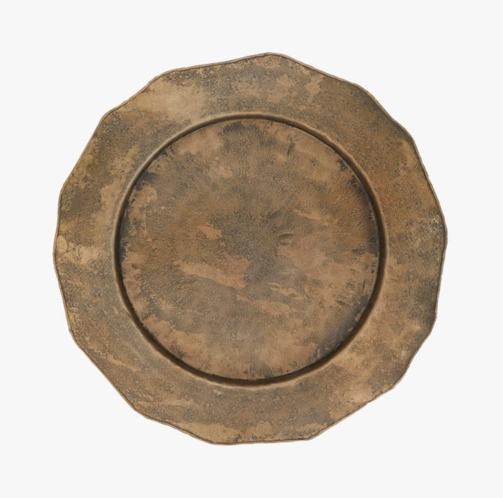 Gold Scallop Edge Hammered Charger