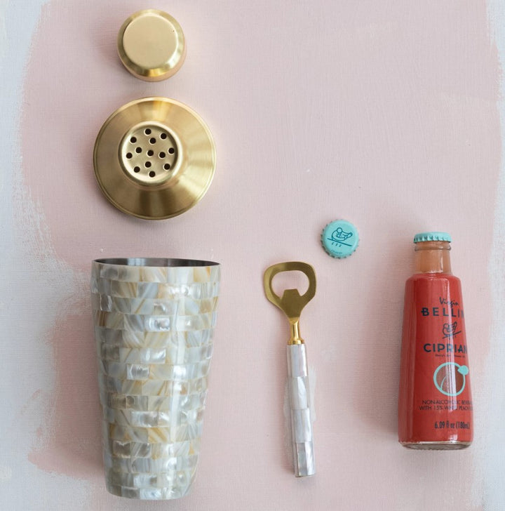 Mother of Pearl Inlaid Cocktail Shaker