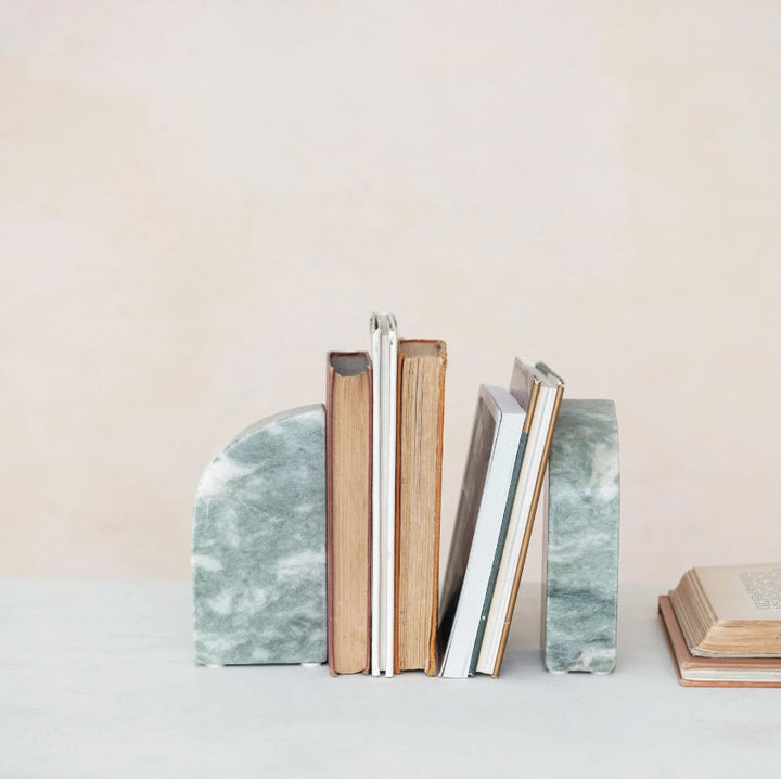 Green Melange Marble Bookends
