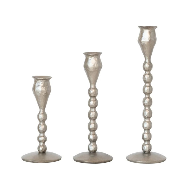 Silver Leaf Hand-Forged Cast Iron Ball Taper Holders