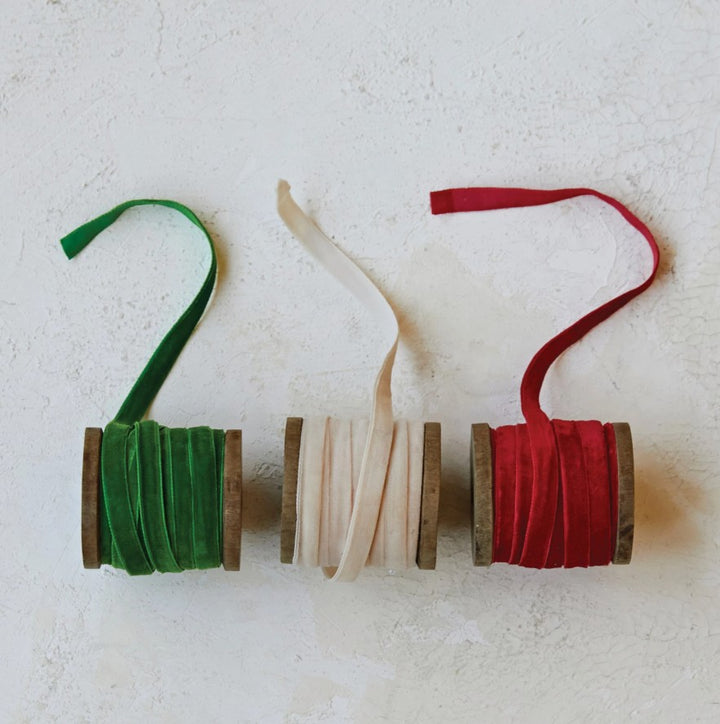 10 Yard Velvet Ribbon on Wood Spool-Holiday