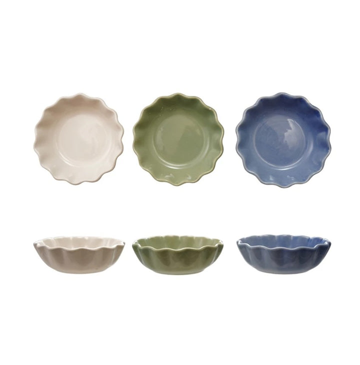 Round Stoneware Scalloped Bowls
