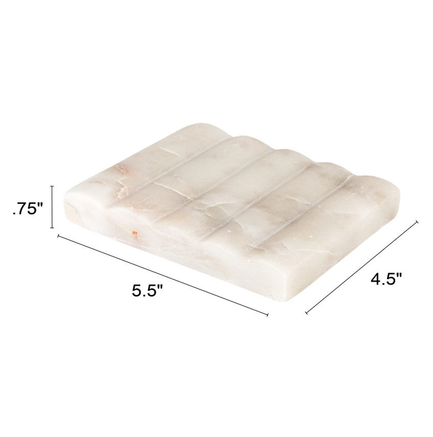 White Carved Marble Soap Dish