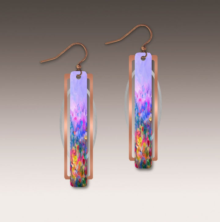 Rainbow Floral Geometric Earrings