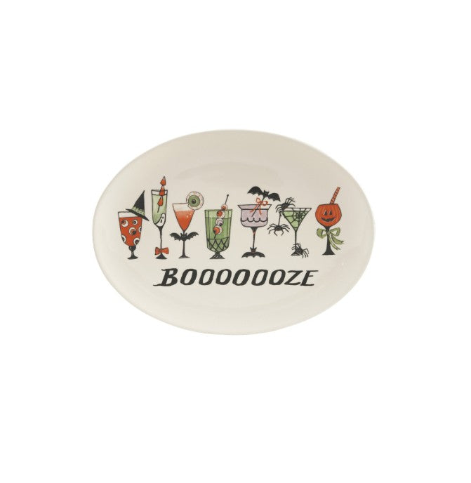 "Boooze" Halloween Coctails on Stoneware Platter