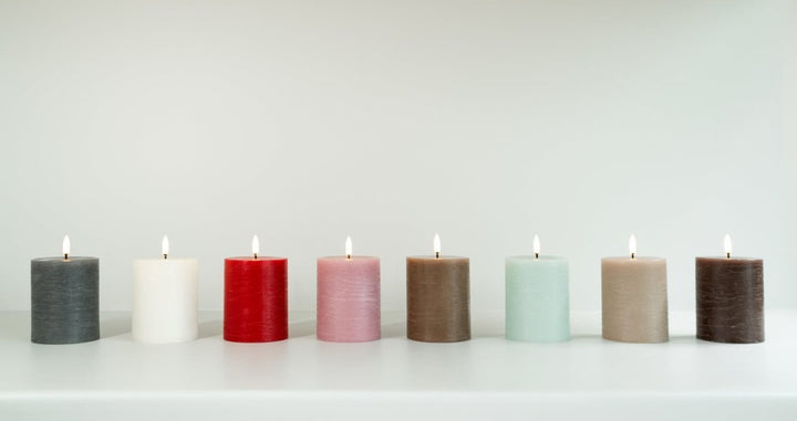 Carmine Red Rustic LED Pillar Candles