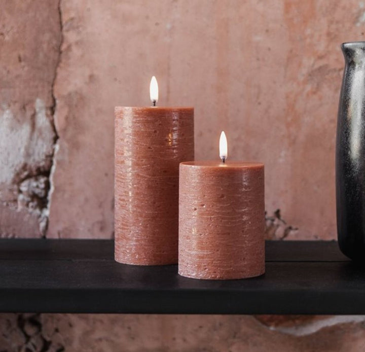 Terracotta Rustic LED Pillar Candles