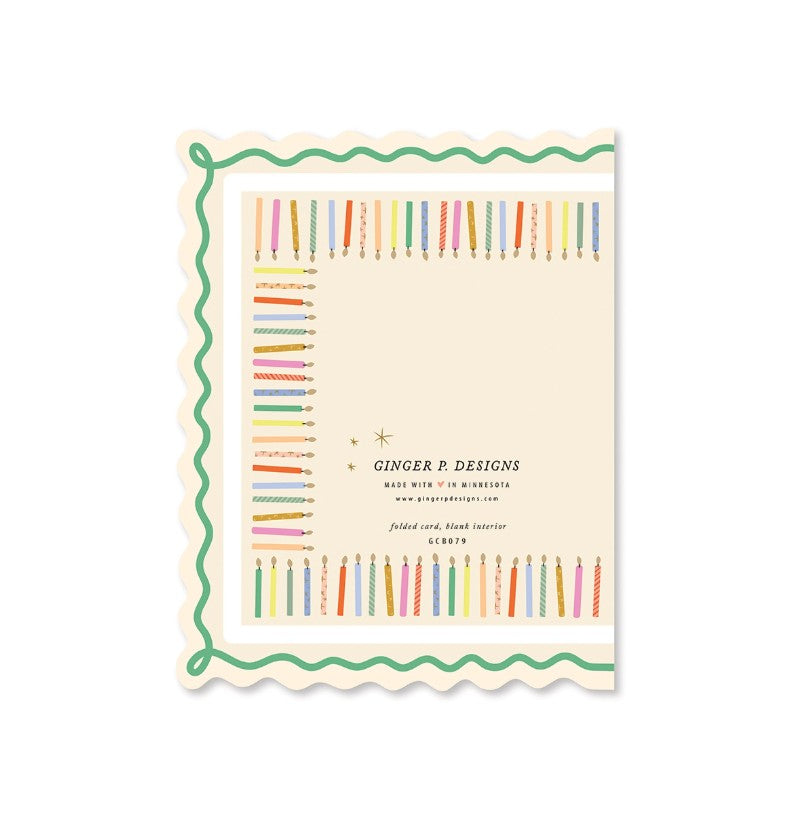 Birthday Cake and Candles Scallop Greeting Card