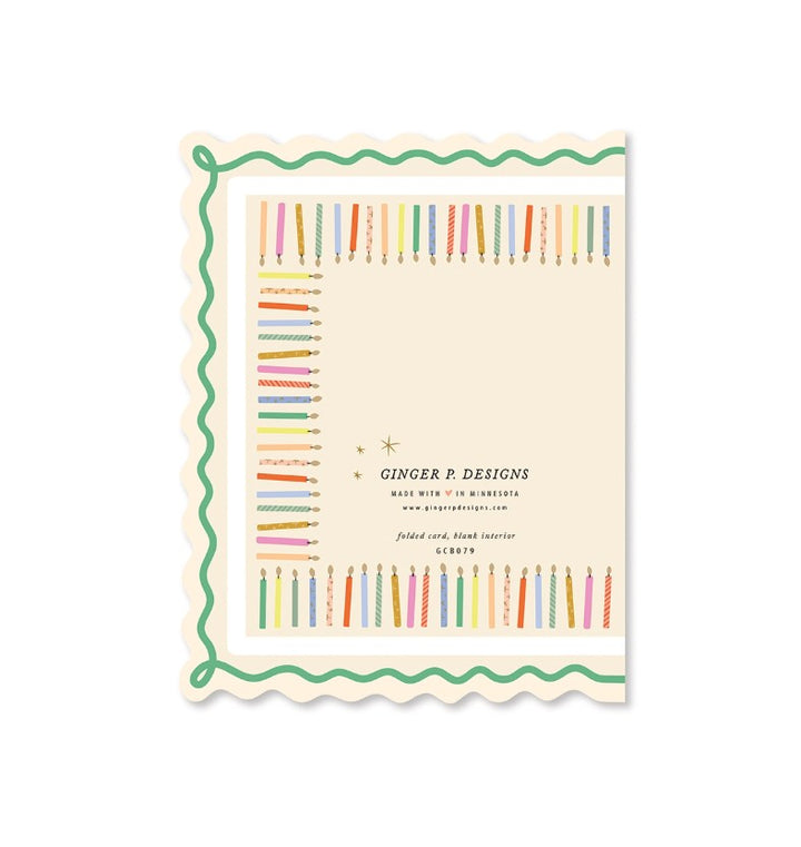 Birthday Cake and Candles Scallop Greeting Card