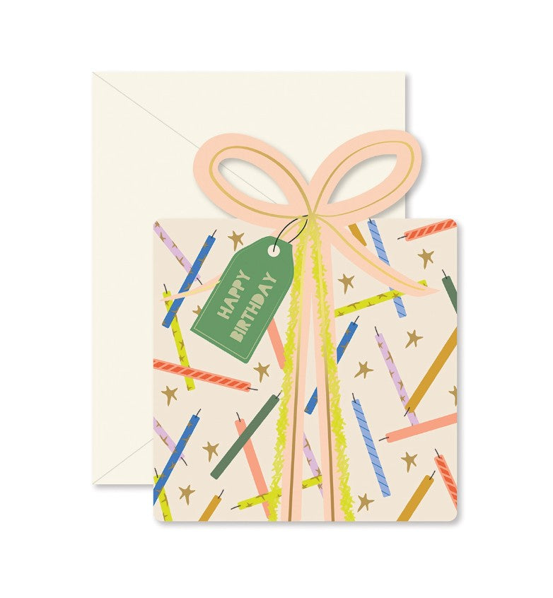 Birthday Gift Star Candles Die-Cut Folded Greeting Card