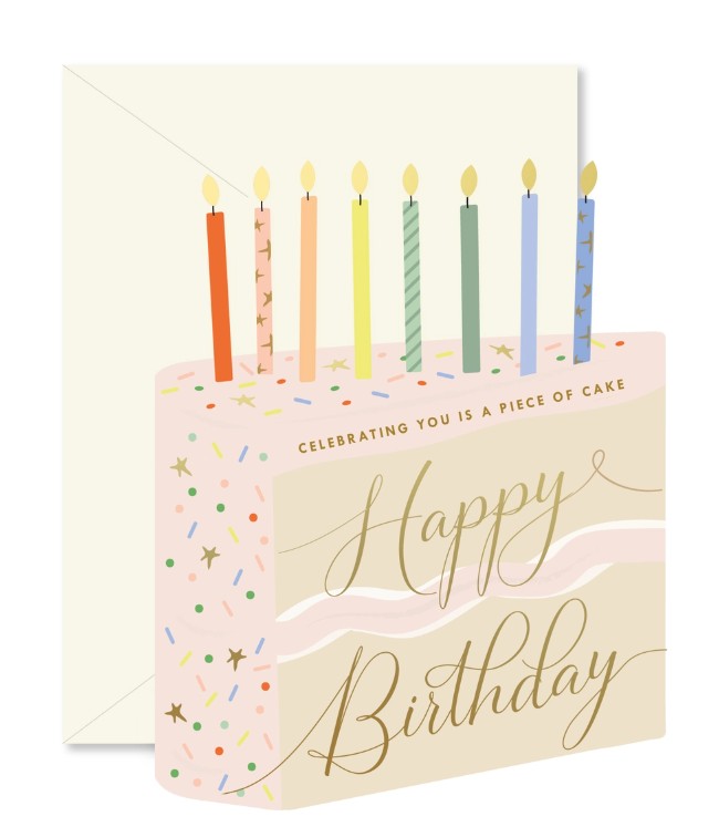 Piece of Birthday Cake Die-Cut Folded Greeting Card