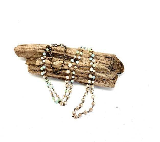 Multi Glass Bead and Antique Gold Necklace
