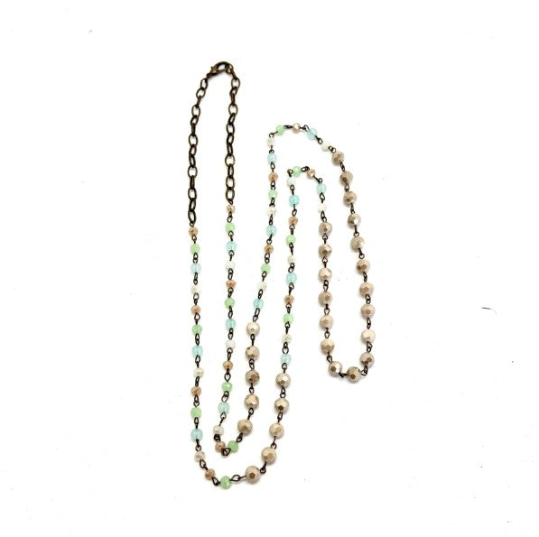 Multi Glass Bead and Antique Gold Necklace