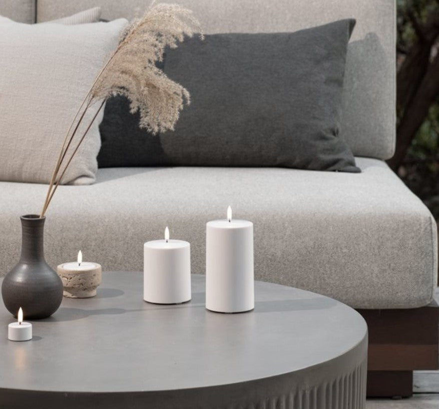 Outdoor White LED Pillar Candles