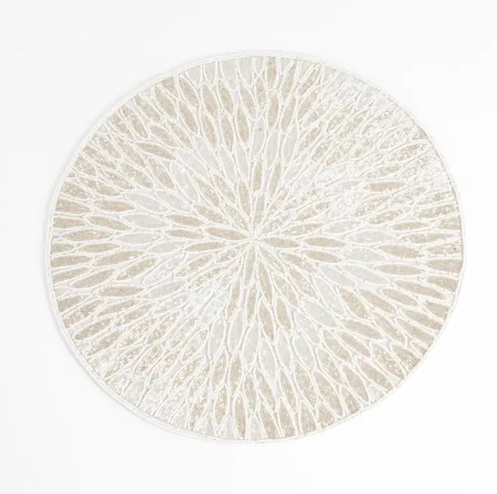 White Sparkling Finish Beaded Design Placemat