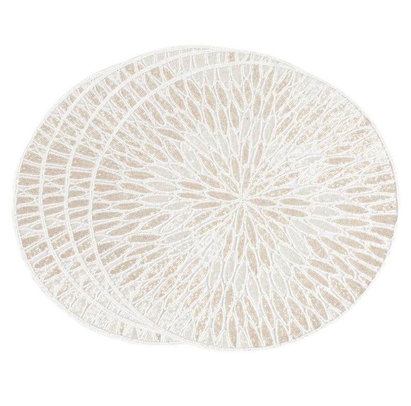 White Sparkling Finish Beaded Design Placemat