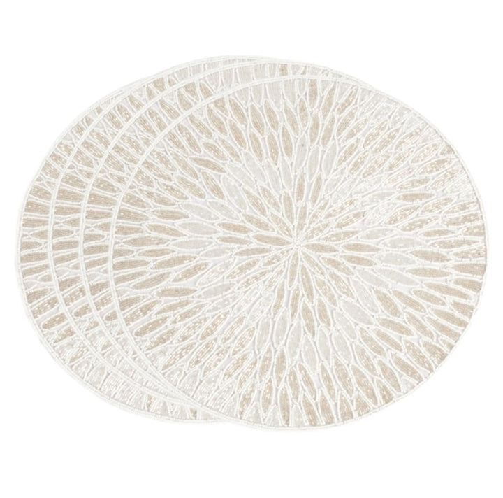 White Sparkling Finish Beaded Design Placemat