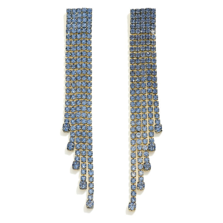 Square Rhinestone Studded Tassel Earring