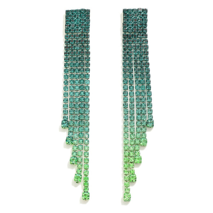 Square Rhinestone Studded Tassel Earring