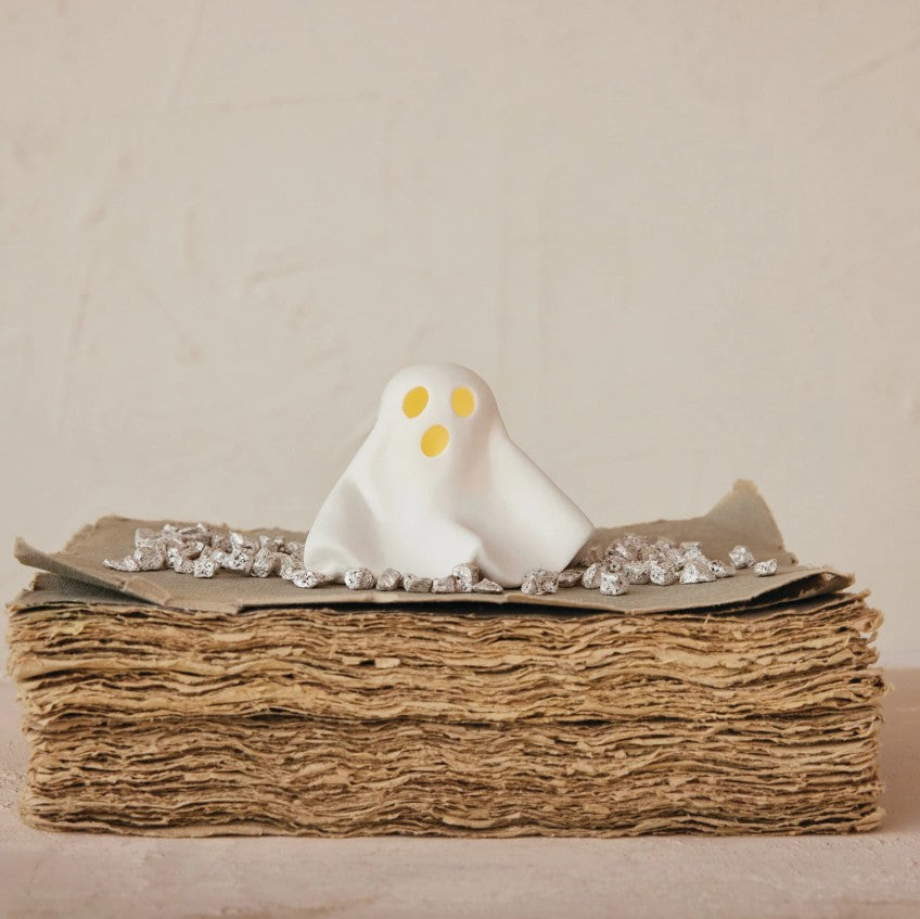 LED Light-Up Stoneware Bisque Ghost